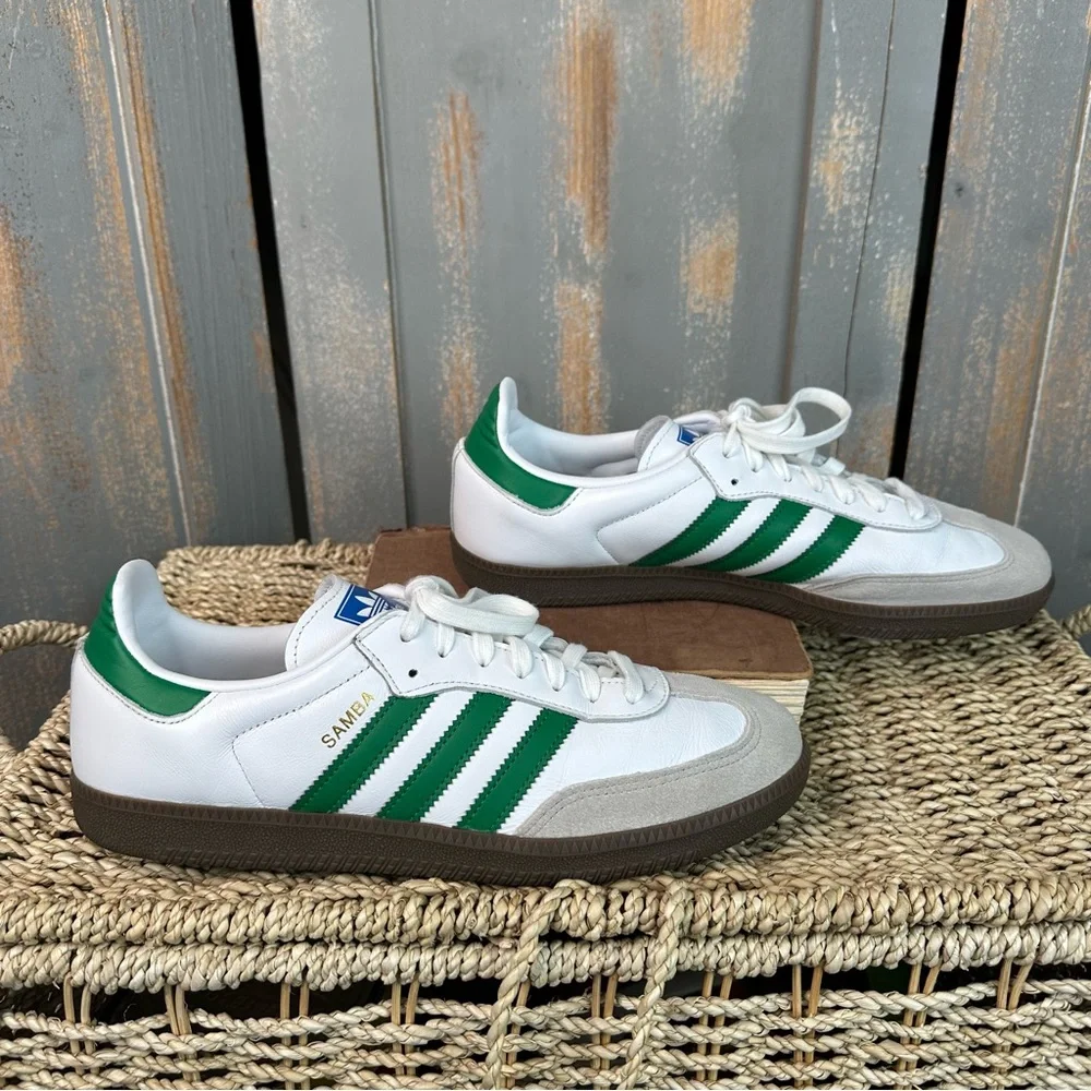 Adidas Samba OG Leather Sneaker Green Sz M 10.5/W 11.5 - Picture 10 of 13